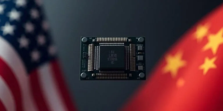 Microchip, Chinese flag, American flag
