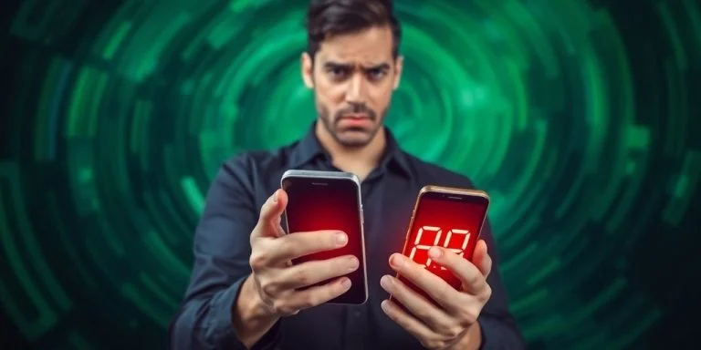 Distraught person clutching phone, crying over exposed number.