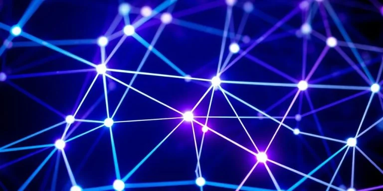 Blockchain network connections on a global scale.