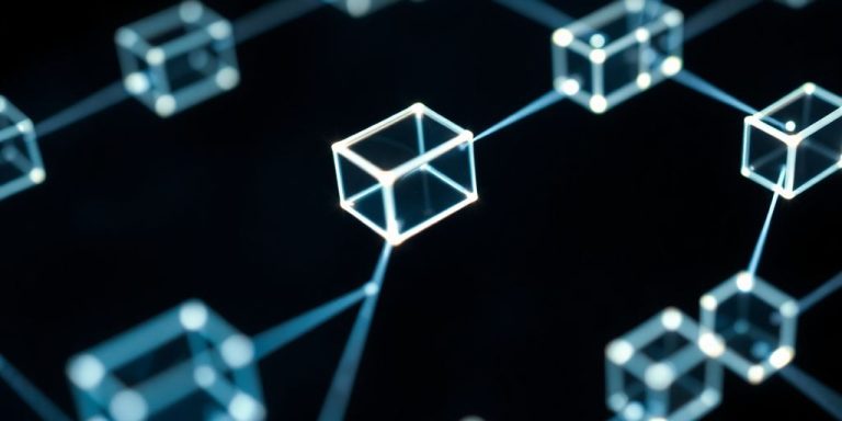 Interconnected glowing blocks, digital consultant