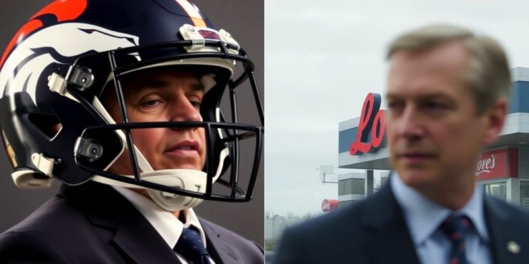 Two executives, one football, one travel stop sign.