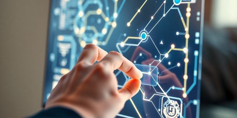 AI-powered web design interface with holographic elements.