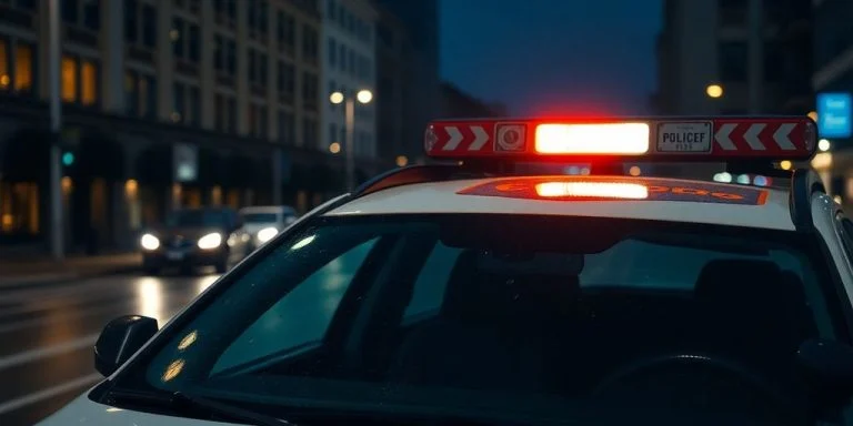 Police car, city street, gunshot detection.
