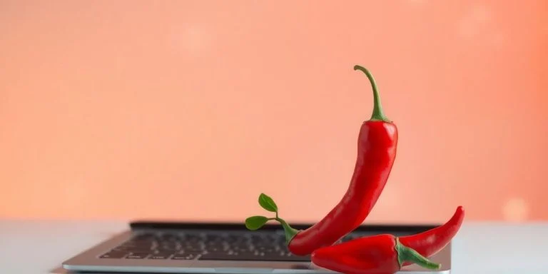 AI chatbot with fiery red chili peppers