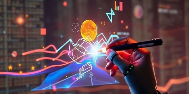 Robot hand painting digital art