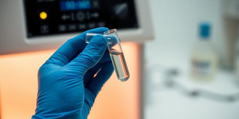 Forensic scientist examining DNA