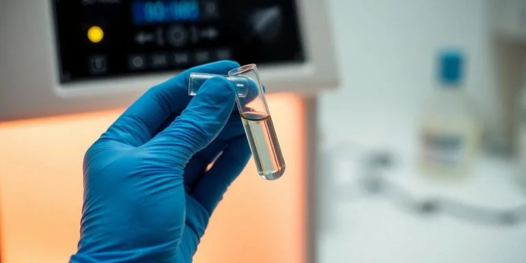 Forensic scientist examining DNA