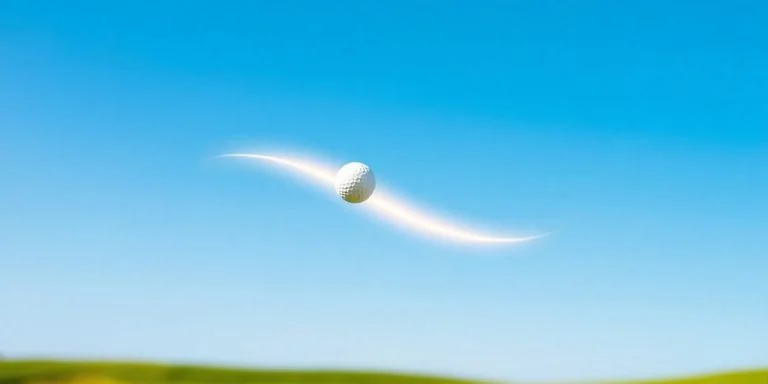 Golf ball trail through air.