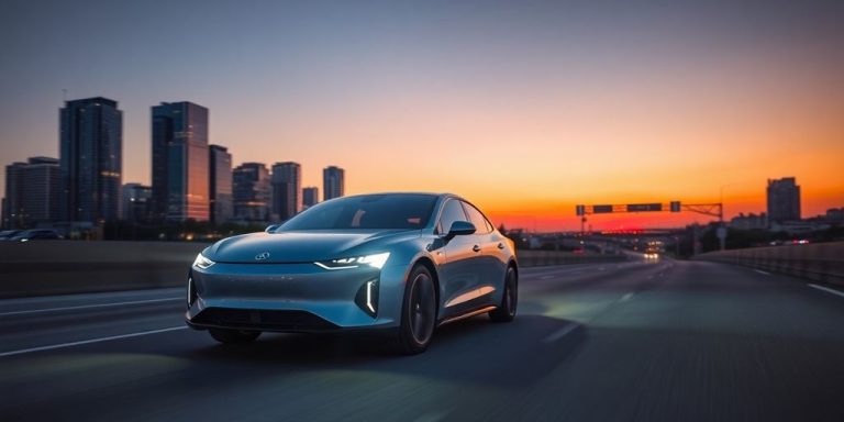 Futuristic car on highway