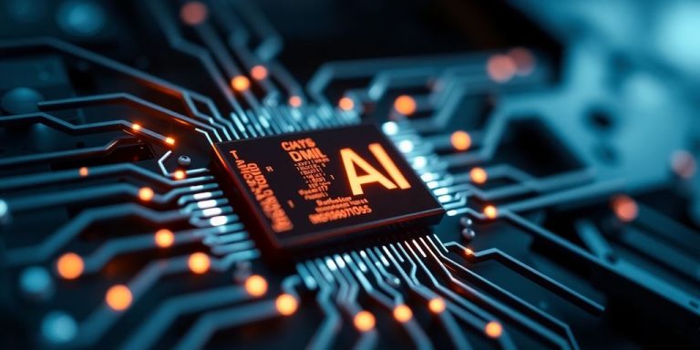AI microchip with futuristic defense tech