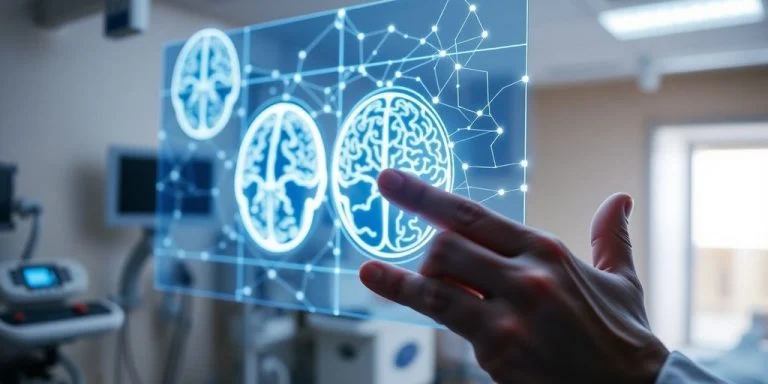 Doctor using AI for stroke diagnosis