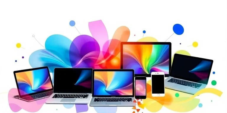 Digital devices and creative learning elements.