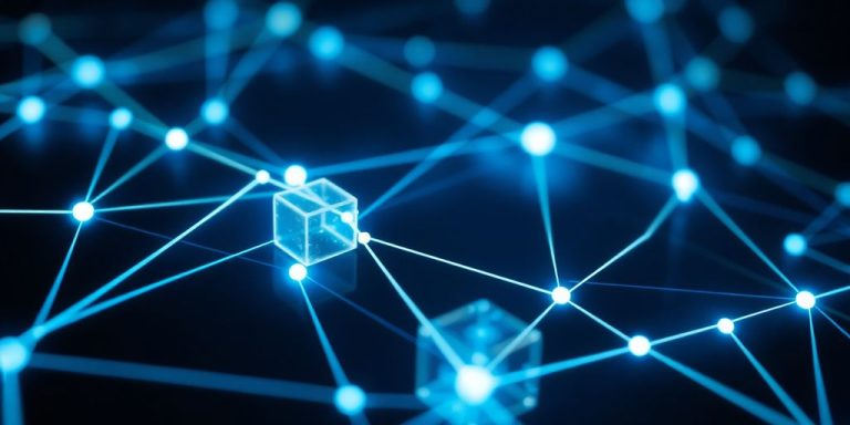 Glowing blockchain network connections