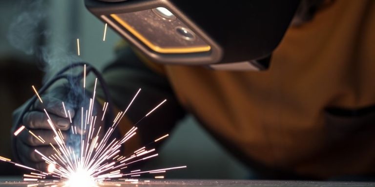 Welder working on metal