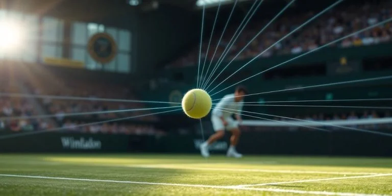 Tennis court, AI focus, tennis ball, Wimbledon grass