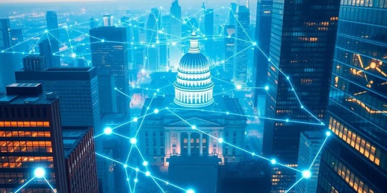 Blockchain network connecting government buildings.