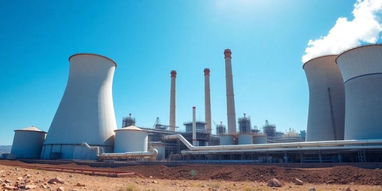 Industrial facility capturing carbon from atmosphere.