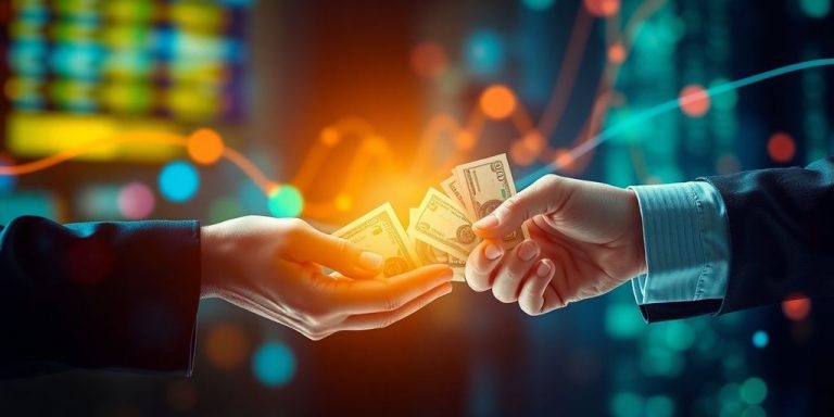 Financial growth and stability symbolized by upward-trending abstract shapes.