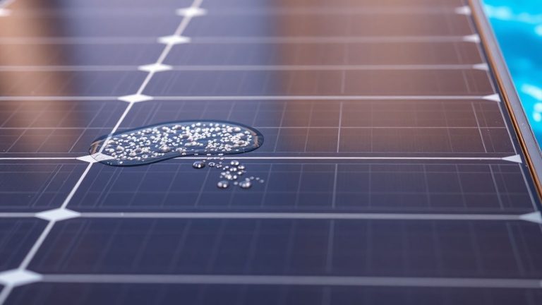 Solar panel collecting pure water from sunlight.