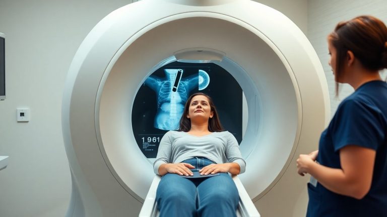 3D mammography machine detecting breast cancer.