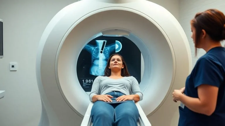 3D mammography machine detecting breast cancer.
