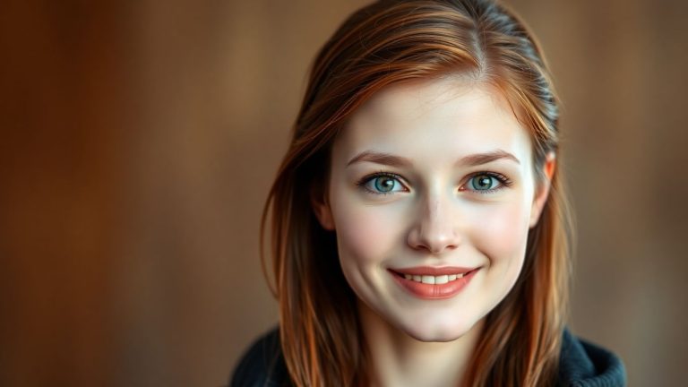 Digital actress Tilly Norwood smiling confidently.