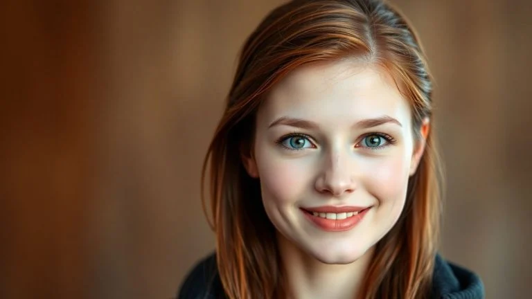 Digital actress Tilly Norwood smiling confidently.