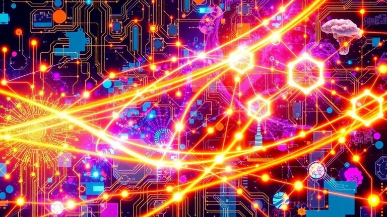 AI and blockchain technology collage