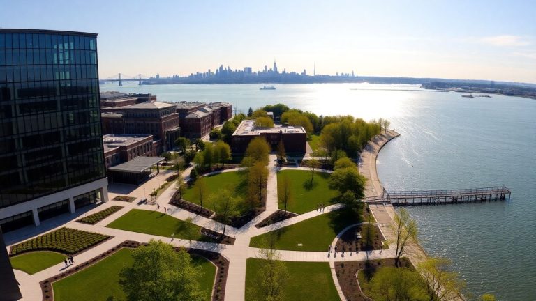 Stevens Institute of Technology campus with NYC skyline