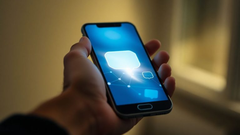 Person chatting with AI on a smartphone screen.