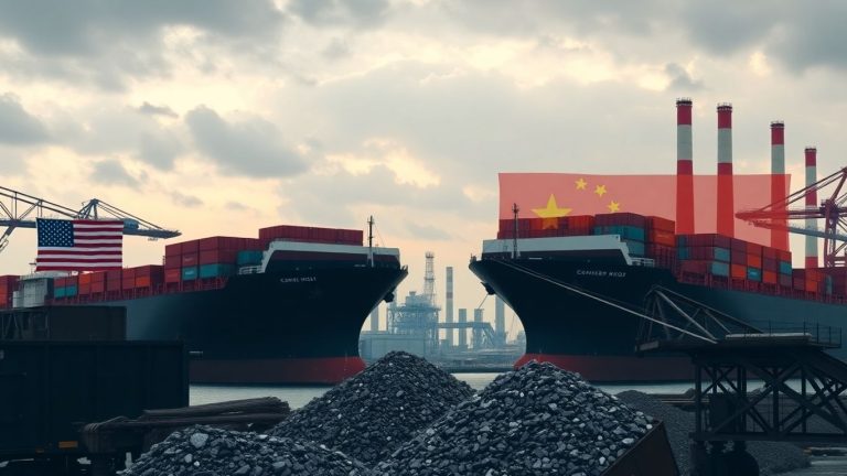 US and China standoff with tech and rare earth imagery