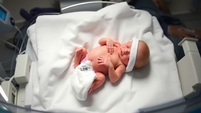 Tiny premature baby in incubator with advanced medical equipment.