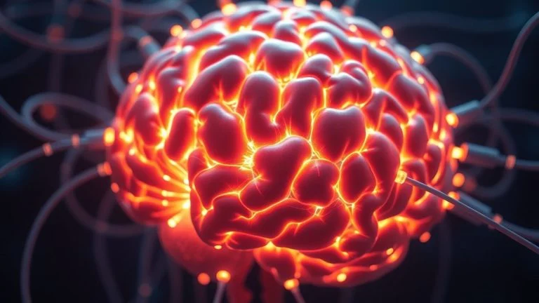 Brain activity visualized with futuristic technology.