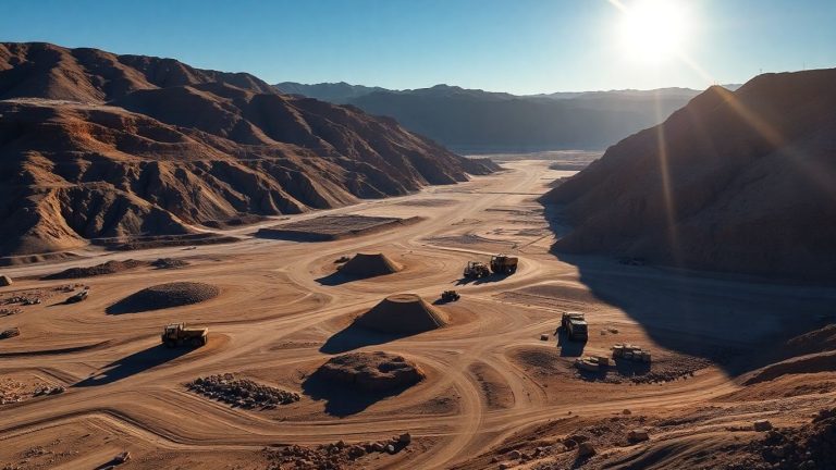 Nevada lithium mine with heavy machinery and excavation.