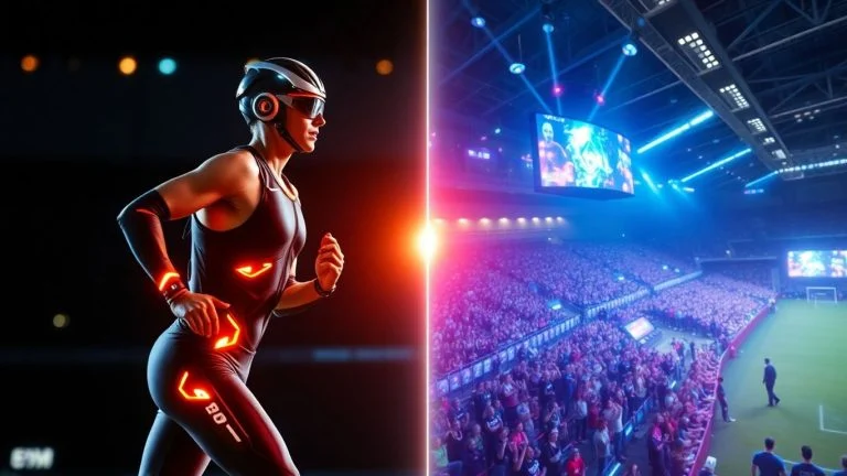 Athlete and fans experiencing sports technology