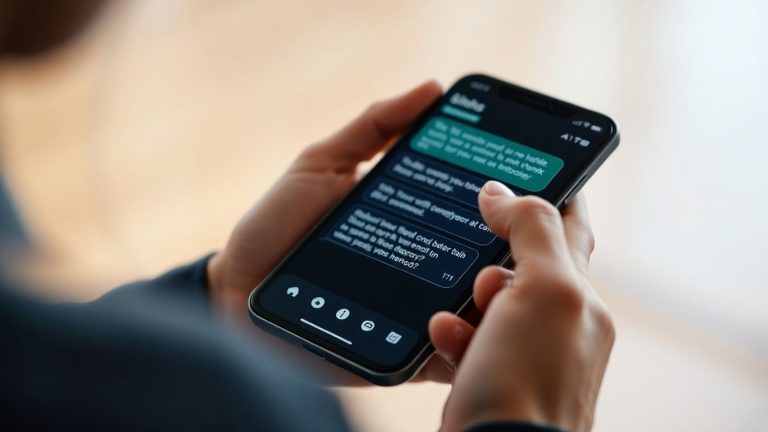 Person interacting with AI chatbot on phone.