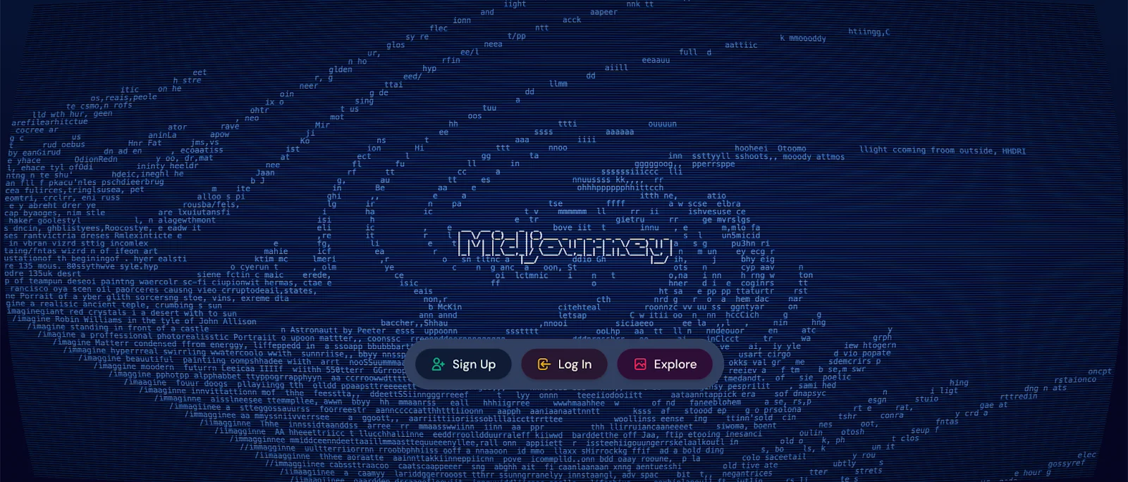 Home page of Midjourney
