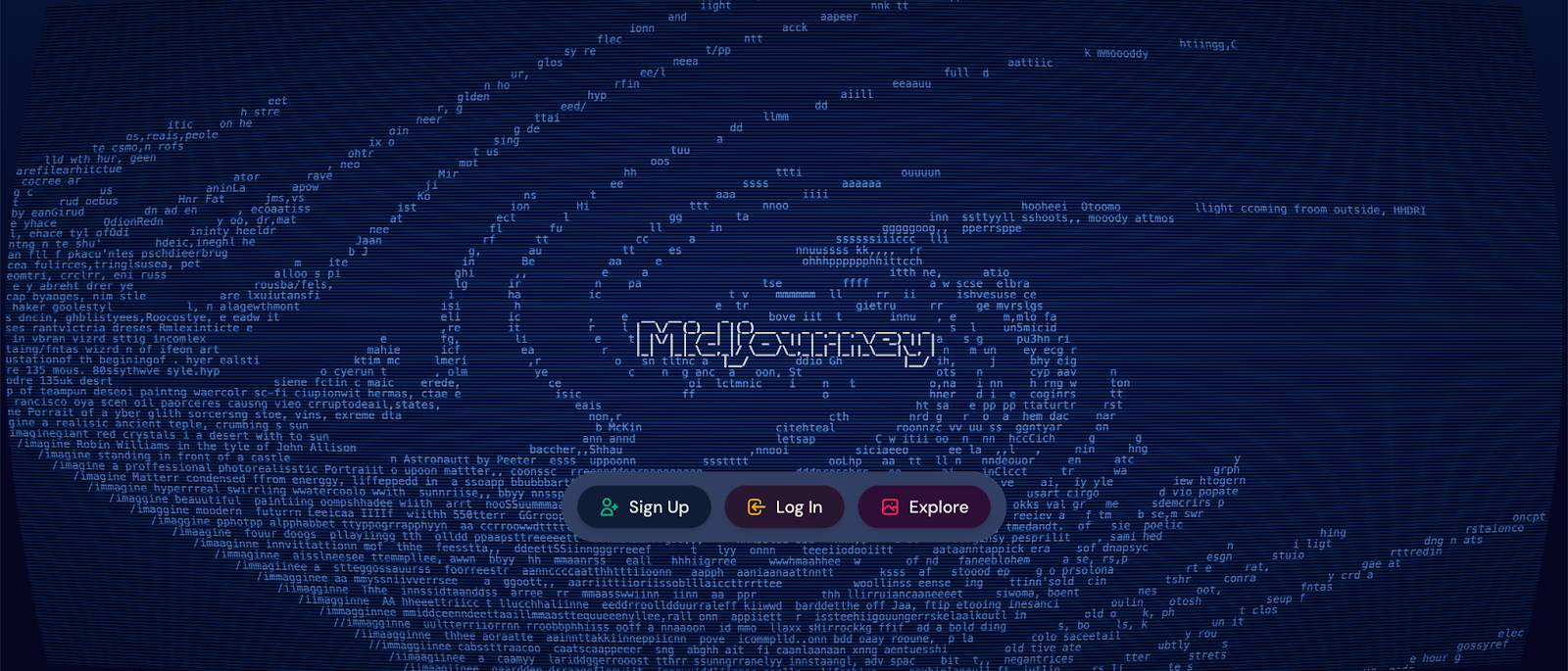 Home page of Midjourney