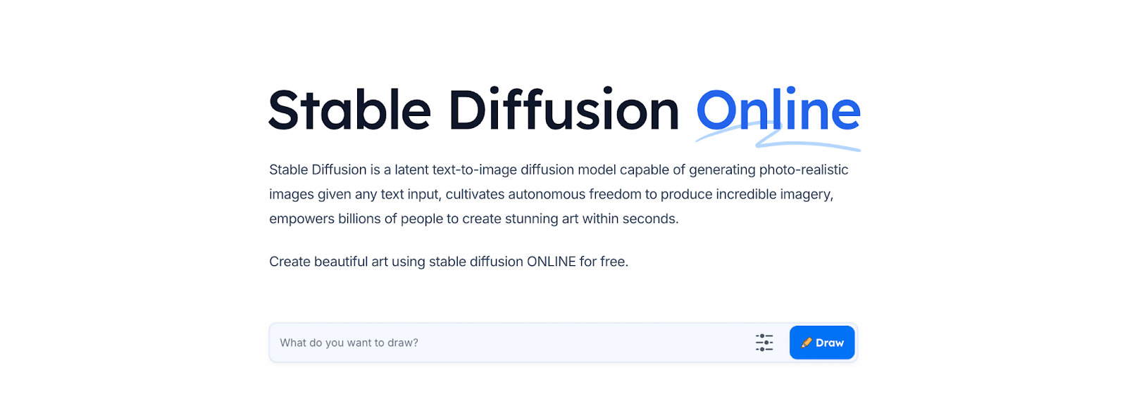 Home page of Stable Diffusion