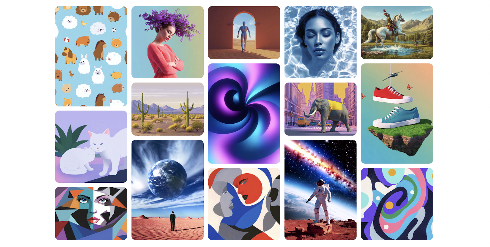 Examples of AI art created with DepositPhotos AI Image Generator