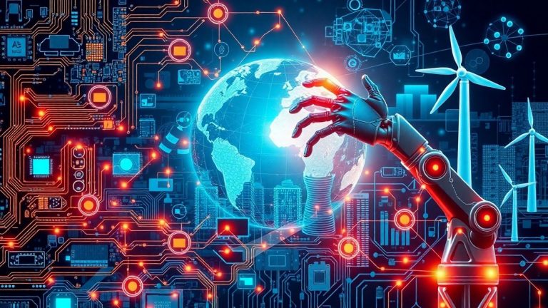 Collage of diverse technology shaping the modern world.