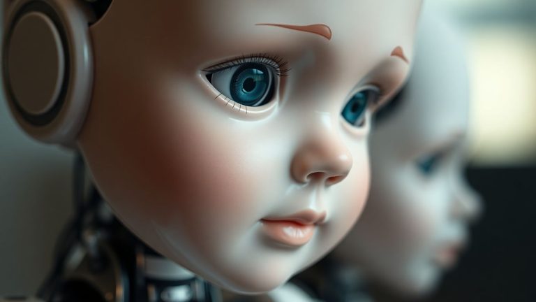 Robotic child with a tear