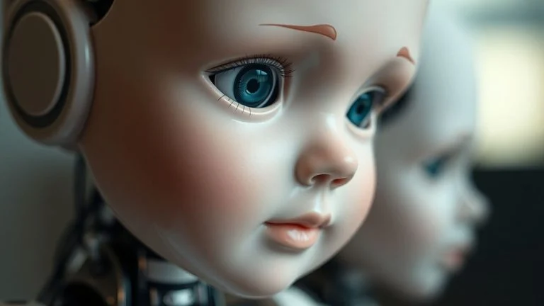 Robotic child with a tear