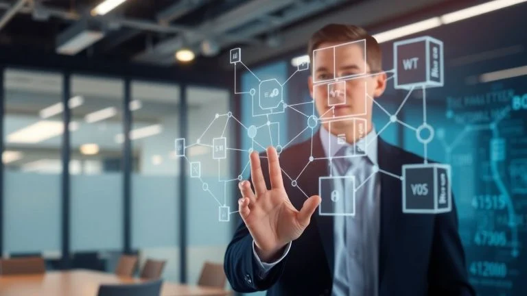 Blockchain accountant working with digital finance.