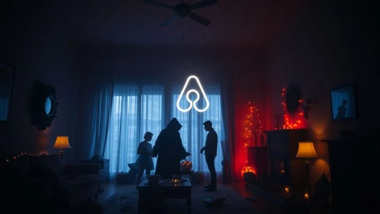 AI monitors a Halloween party in an Airbnb.