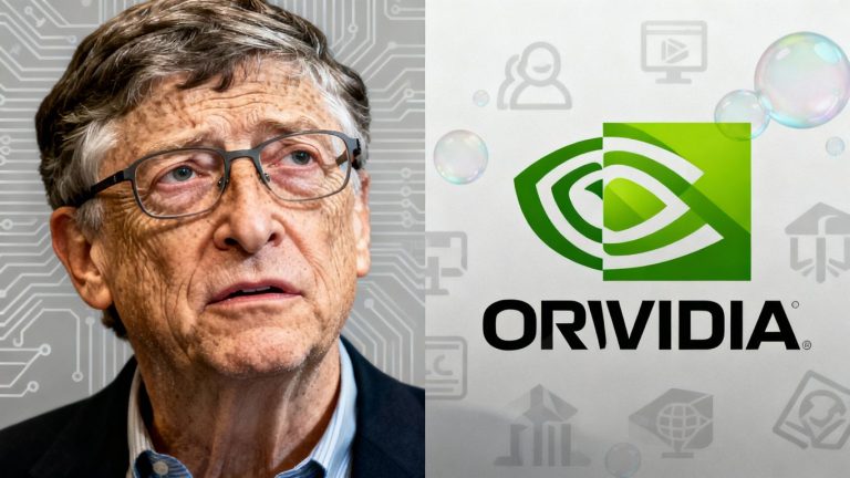 Bill Gates and AI tech giants with bubble concerns.