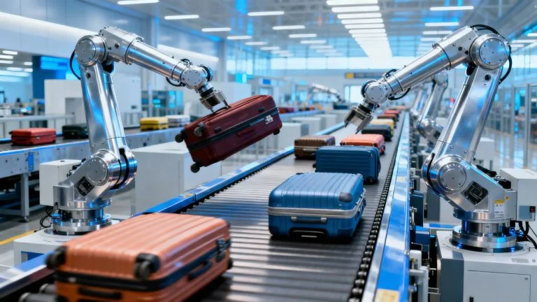 AI-powered baggage handling system at an airport.