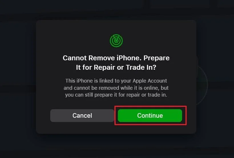 erase iphone from find my