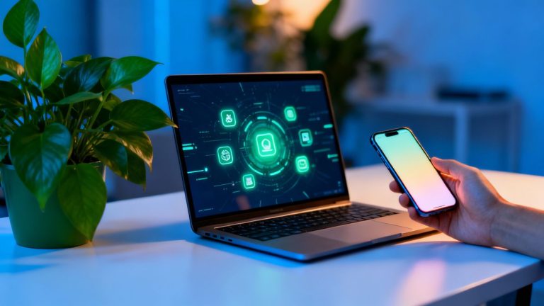 Professional using technology for curated news