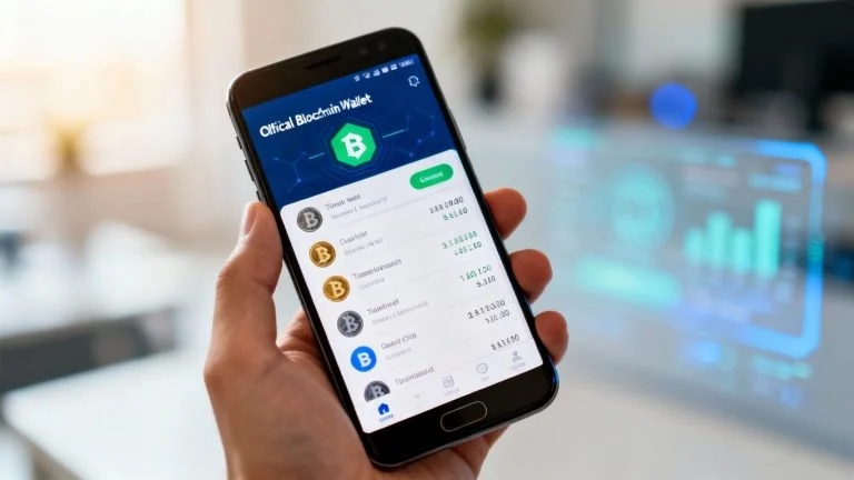 Blockchain wallet app on Android phone screen